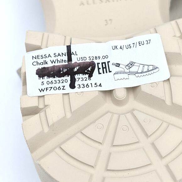 AllSaints Nessa Chunky Leather women's Sandals Stone White size US7 EU37 - Picture 10 of 12